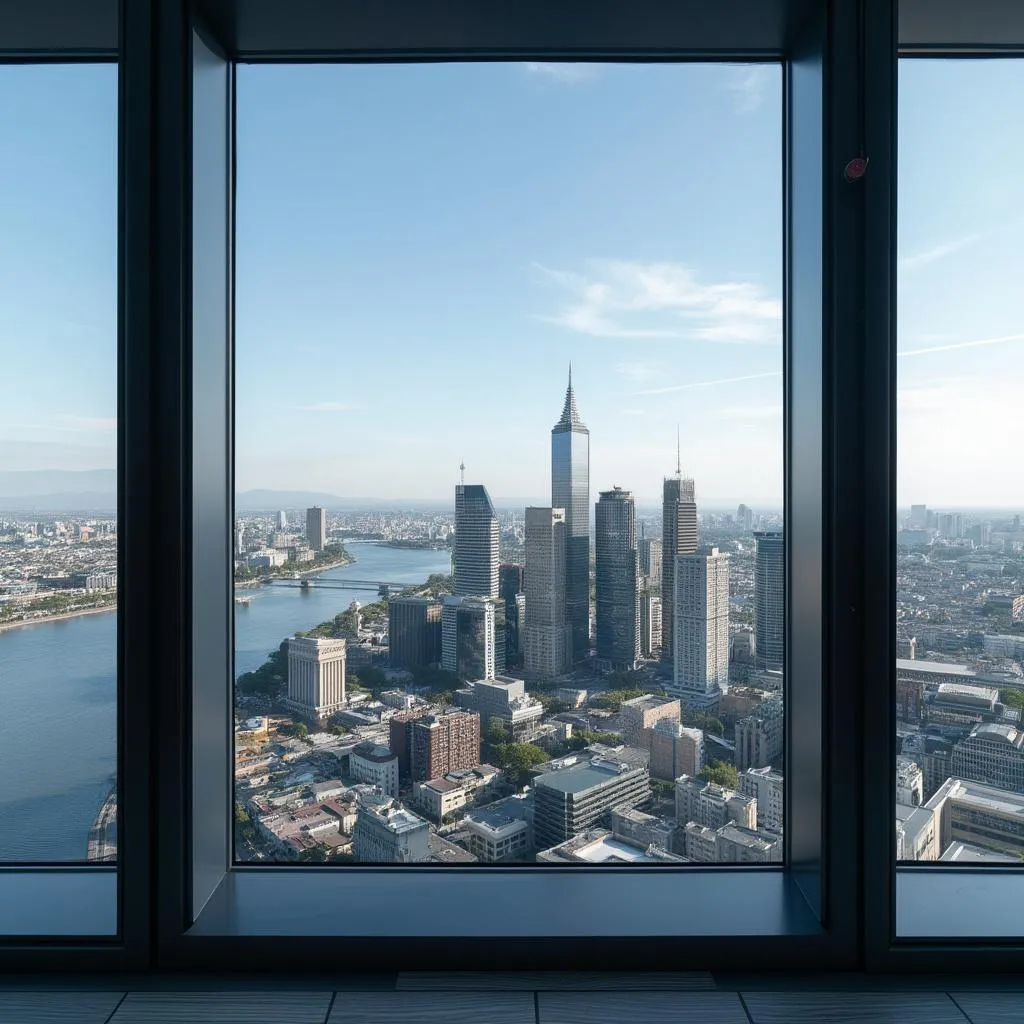 Vista de la ciudad de Buenos Aires desde una oficina moderna